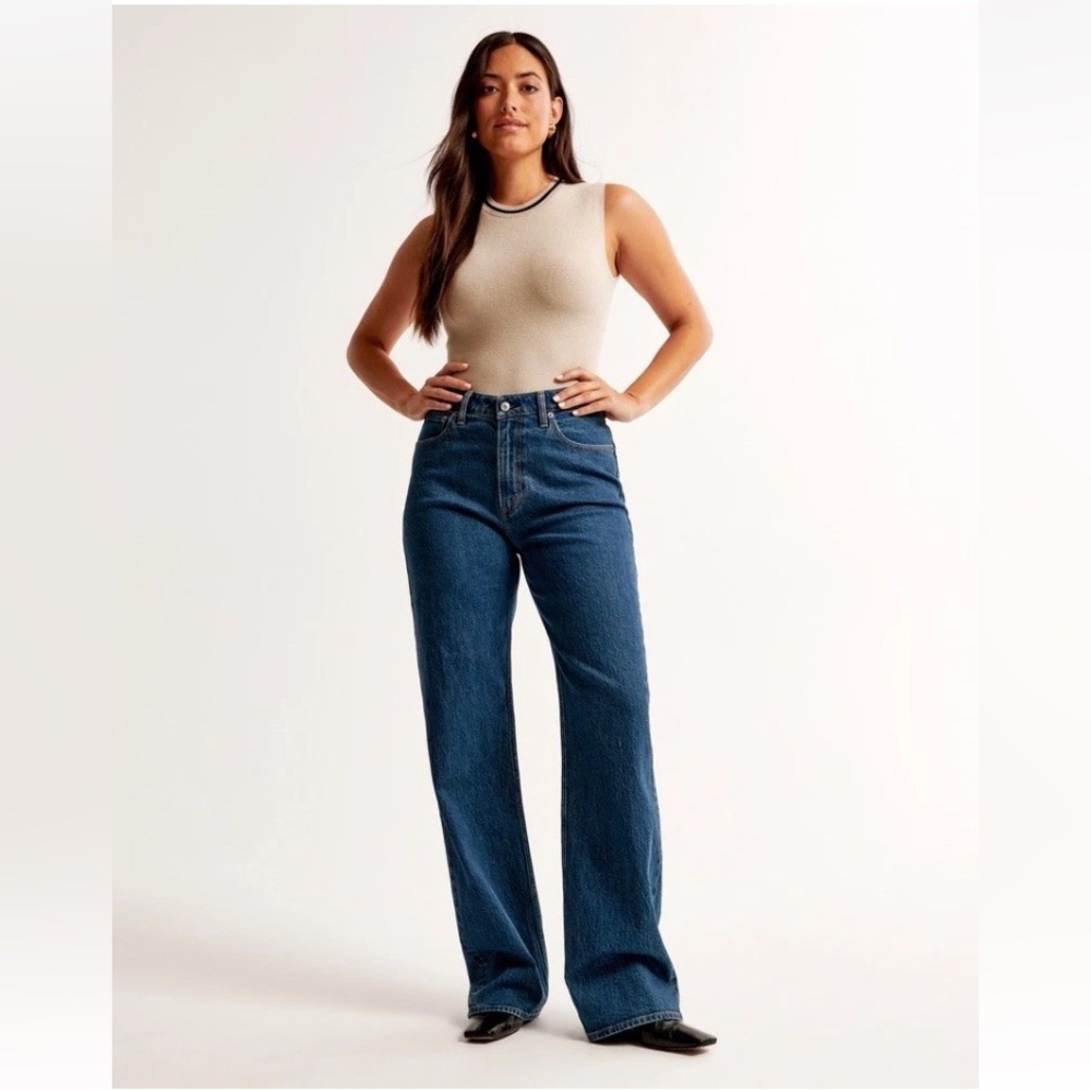 Abercrombie & Fitch Dark Blue Wide Leg Jeans